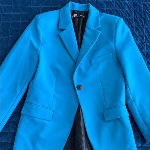 Zara Electric Blue Tailored Long Blazer (Size M)